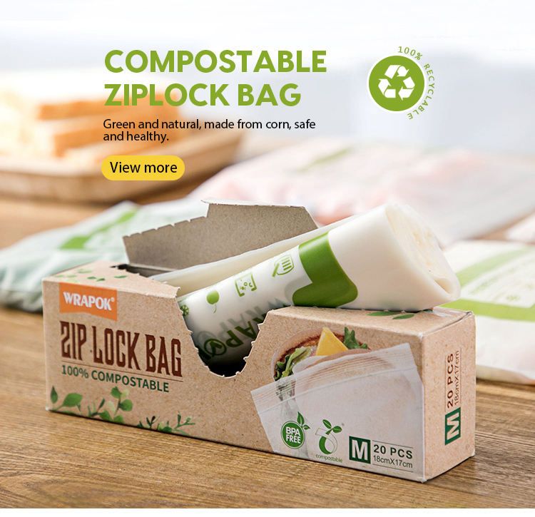 eco friendly biodegradable compostable ziplock bag with grip seal / compostable PLA cling film wrap